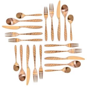 Elegant Western Utensils 20 Piece Flatware Utensil Set 4 In (Color: Rose Gold, Type: knife and fork)