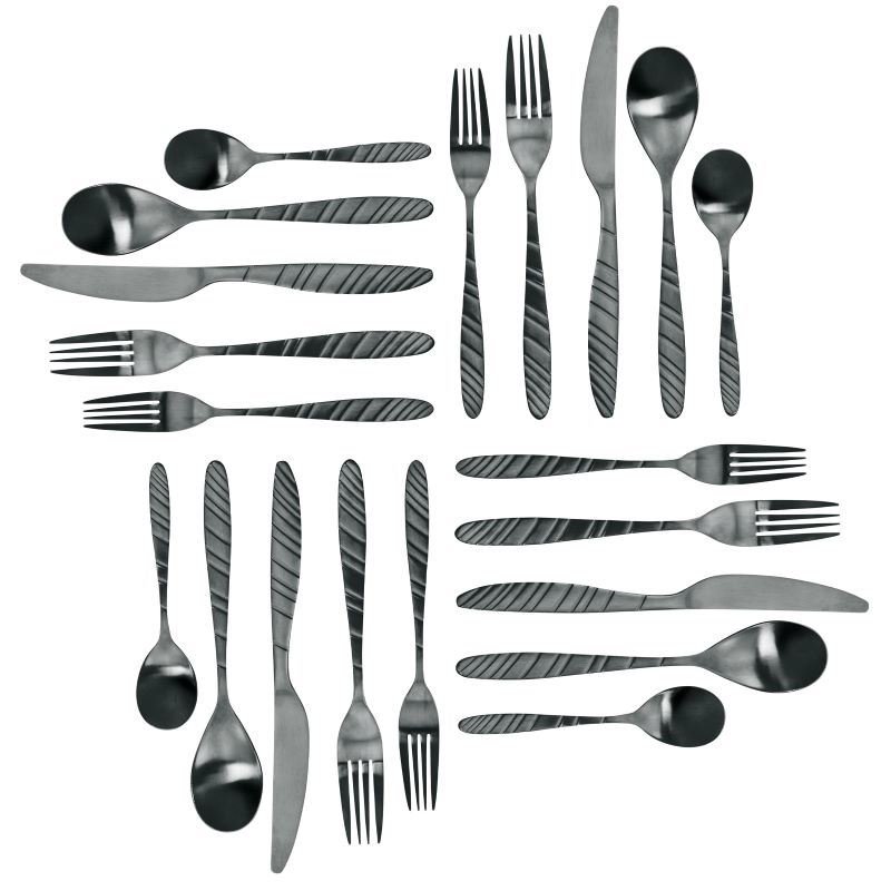 Elegant Western Utensils 20 Piece Flatware Utensil Set 4 In (Color: Black, Type: knife and fork)