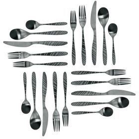 Elegant Western Utensils 20 Piece Flatware Utensil Set 4 In (Color: Black, Type: knife and fork)