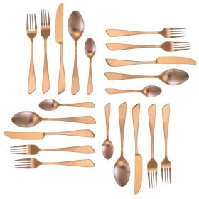 Elegant Western Utensils 20 Piece Flatware Utensil Set 4 In (Color: Rose Gold Matte, Type: knife and fork)